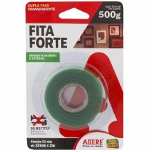 CINTA DOBLE FAZ TRANSP. FITA FORTE ADERE 12MM X 2MTS ESP.1,0MM