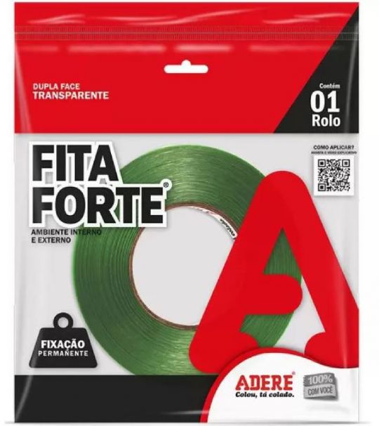 CINTA DOBLE FAZ TRANSP. ADERE XT100 9MM X 20M ESP.1,0MM