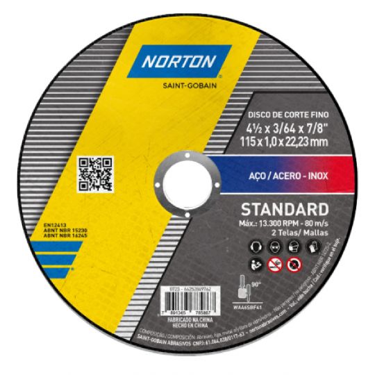 DISCO CORTE METAL NORTON STANDART 115 X 1,0 X 22,2MM
