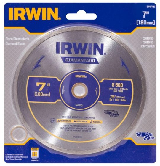 DISCO CORTE DIAMANTADO IRWIN 180 X 22,2MM CONTINUO IW47701