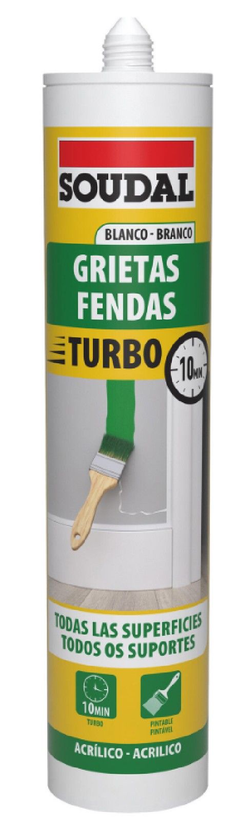 SELLADOR ACRILICO GRIETAS FENDAS TURBO BLANCO SOUDAL 290ML