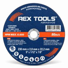 DISCO CORTE ACERO INOX REX TOOLS 230 X 2,0 X 22,2