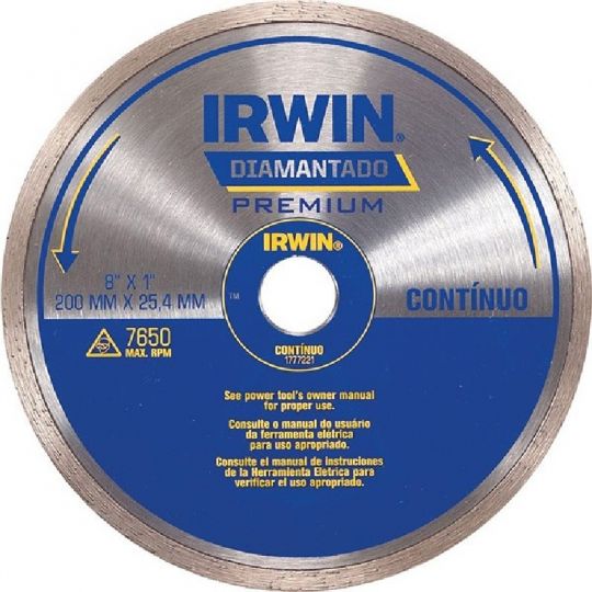 DISCO CORTE DIAMANTADO IRWIN 200 X 25,4MM CONTINUO 1777221