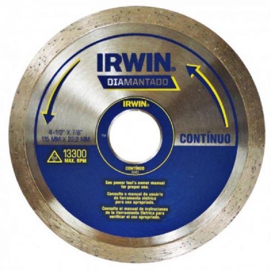 DISCO CORTE DIAMANTADO IRWIN 115 X 22,2MM CONTINUO IW8943
