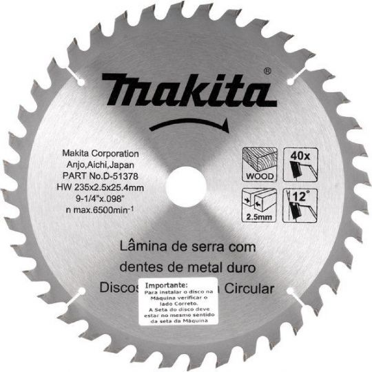 DISCO SIERRA CIRCULAR MADERA MAKITA 235 X 25,4 X 40D D-51378