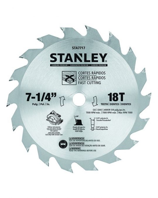 DISCO SIERRA CIRC. STANLEY MADERA 7.1 /4 (185MM) 18D STA7717