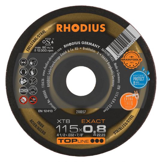 DISCO CORTE METAL /INOX RHODIUS 115 X 0,8 X 22,23 - XT8 210057