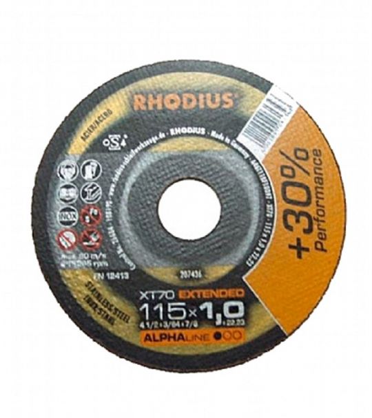 DISCO CORTE METAL /INOX RHODIUS 115 X 1,0 X 22,23 - XT70 207436