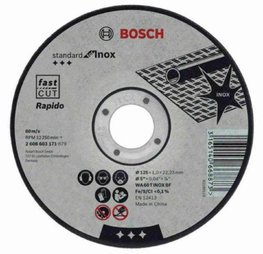 DISCO CORTE METAL /INOX BOSCH 115 X 1,0 X 22,23MM 2608603169