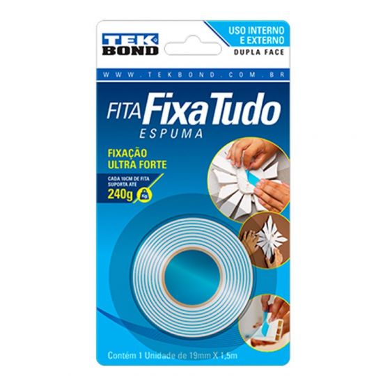 CINTA DOBLE FAZ FIJA TODO ESPUMA TEKBOND 19MM X 1,5MT INT /EXT