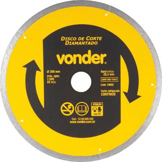 DISCO CORTE DIAMANTADO PORC. VONDER CONT.200MM 1268800200