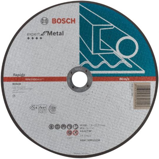 DISCO CORTE METAL /INOX BOSCH 230 X 1,9 X 22,23MM 2608603400
