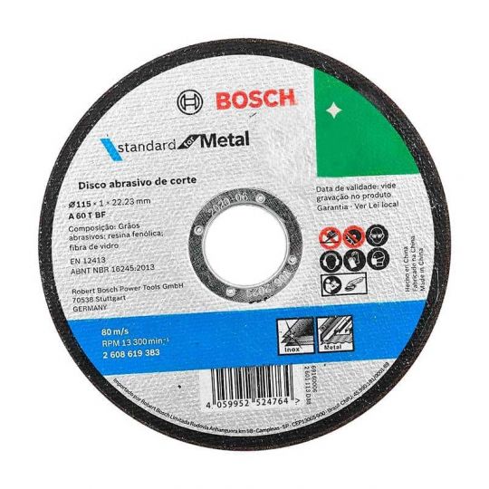 DISCO CORTE METAL /INOX BOSCH 115 X 1,0 X 22,23MM 2608619383