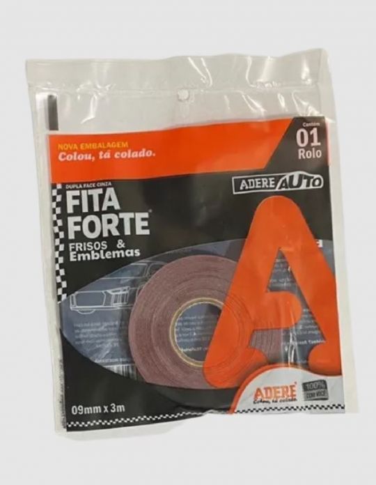 CINTA DOBLE FAZ GRIS FITA FORTE FRISOS & EMBLEMAS ADERE 9MM X 3M