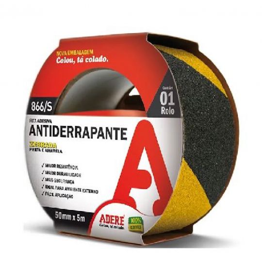 CINTA ANTIDESLIZANTE NEGRA /AMARILLA ADERE 866 /S 50MM X 5M