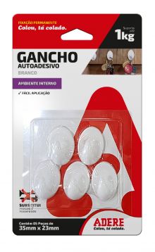 GANCHO ADHESIVO BLANCO ADERE PEQUE?O 35 X 23MM 5PZ